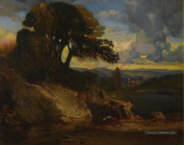 PAYSAGE au coucher du soleil Alexandre Gabriel Decamps orientaliste Peinture à l'huile